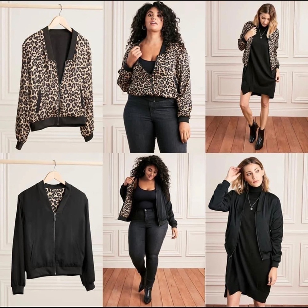 STELLA & Dot Reservable Bomber in Leopard Sz Small